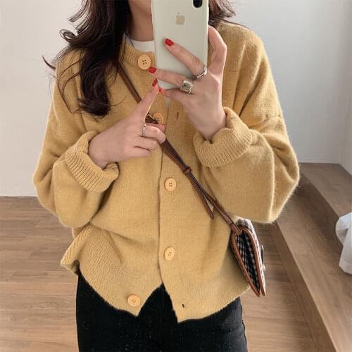 2021 Women Spring Autumn New Knitted Cardigan Coats Female Loose Sweater Jackets Ladies Solid Color Short Jumpers Overcoats Y453