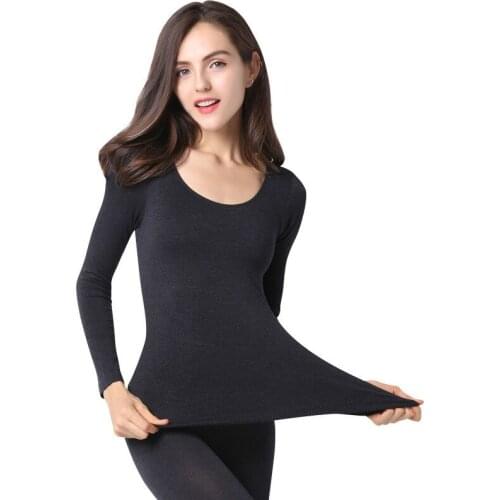 Ladies Seamless Slim Thermal Underwear Two Piece Set O Neck Long Sleeve Female Warm Long Johns Womens Thermals for Winter