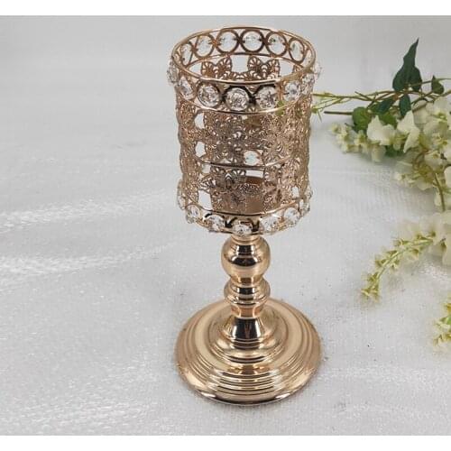 Gold Crystal Candle Holder Wedding Decoration Table Centerpieces Candelabra Birthday Party Flower Vase Holder Home Decor