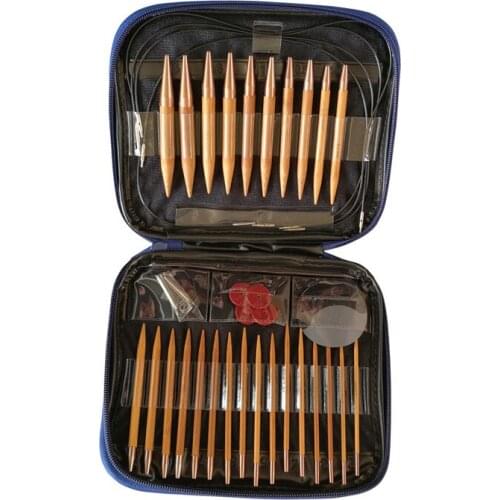 13 Sizes Knitting Tools Set Interchangeable Circular Sweater Sewing Needle Bronze Bamboo Crochet Hook Household DIY Kit
