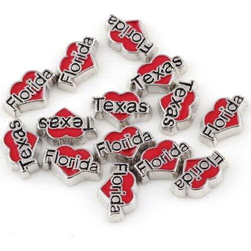 F154 Heart Shape Florida Charms For Glass Living Floating Locket 6*10mm
