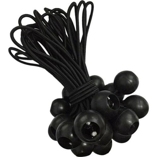25PCS Camping Hiking Tent Accessories Elastic Rope Ball Bungee Cord Tarp Tie Down Strap Black