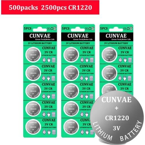 2500pcs CR1220 Button Cell Battery For Watch Car Remote Key cr 1220 ECR1220 GPCR1220 3v Lithium For Watch Electronic Toy Remote