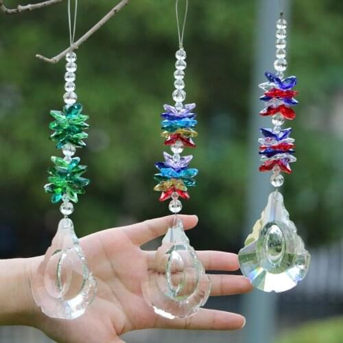 3PCS/Lot Handmade Crystal Suncatcher Ornament Hanging Faceted Cucurbit Drop Prism Rainbow Maker Pendant For Gifts Window