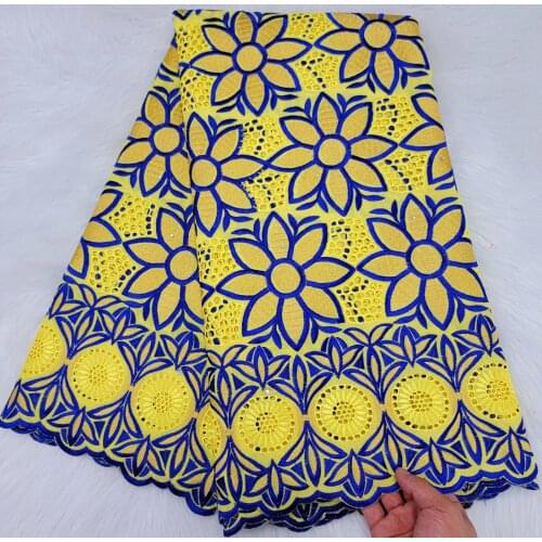 5 Yards Swiss Lace Fabric Dubai Heavy Stones Embroidery African Lace Fabrics 100% Cotton Swiss Voile Lace in Switzerland HLC345