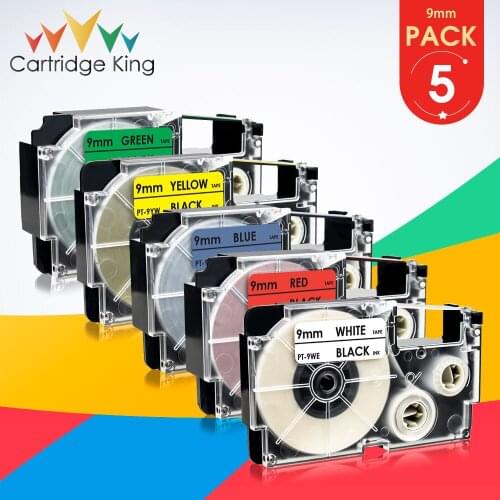 5PK Mixed Color XR-9WE XR-9RD XR-9BU XR-9YW XR-9GN 9mm Label Tape for Casio KL-60 KL-120 KL-100 KL-200 KL-780 KL-P1000 Printer