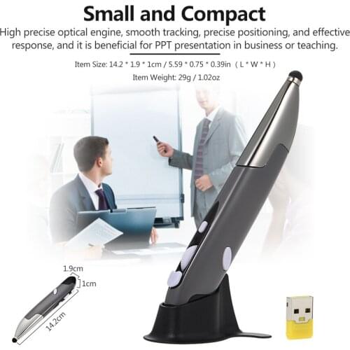 3-Level Adjustable 800/1200/1600CPI Mouse Wireless 2.4G Wireless Mouse Optical Touch-Pen Mouse with Web Scrolling for PC Desktop