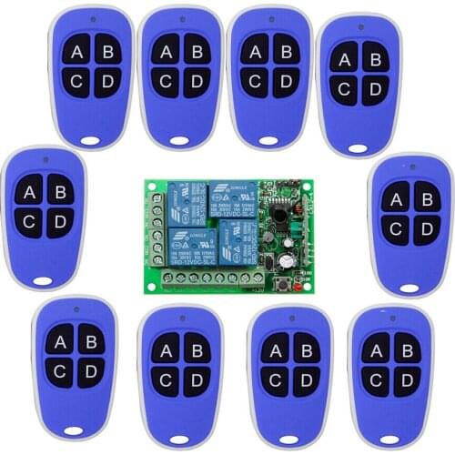 DC 12V 10A 4 channel RF Wireless Remote Control system 1 * Receiver + 10 * Transmitter 315MHZ Electric door /window/ radio