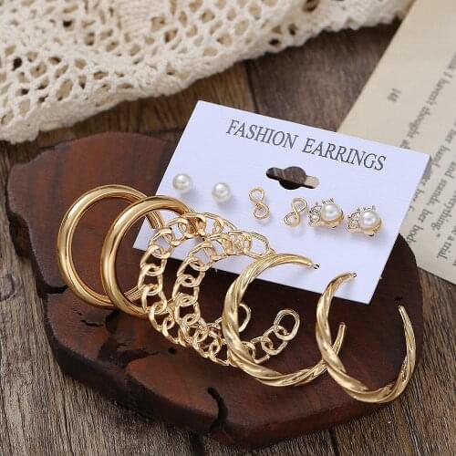 6 Pairs Large Hoop Dangle Earrings Classic Trendy Elegant Temperament Big Hoop Earring For Women Girls Fashion Jewelry Gifts