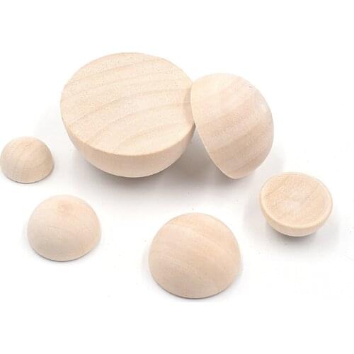 5Pcs/bag Wood Beads DIY 15-50Mm Half Ball Scattered Girl Home Sewing Creativity Handicraft Toys Unfinished Jewelry Accessories