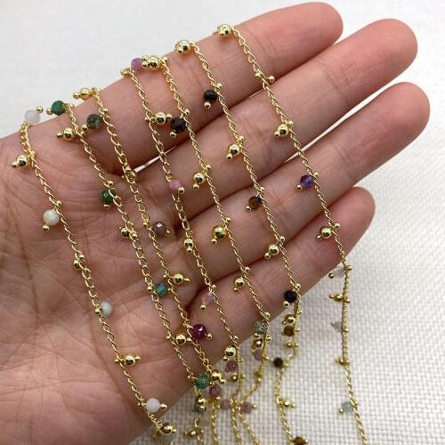 Natural Stone Handmade Chain Tiger Eye Stone Amethyst Gold Copper Chain High Quality Mens and Womens Jewelry Necklace