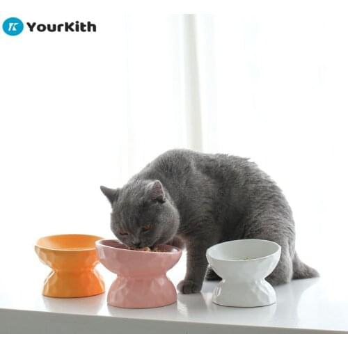 YourKith Sublimation Dog Bowls Ceramic Puppy Bowl Bevel Slant Pets Water Neck Protection Bowls Pet Food Feeder