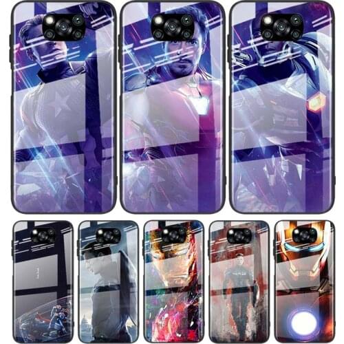 Tempered Glass Cover Luxury Avengers super hero cool For Xiaomi POCO F3 F2 X3 NFC X2 M2 Pro Shockproof Shell Phone Case