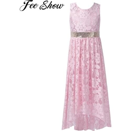 Elegant Girl Kids Floral Lace Dress Princess Flower Girls Dress Wedding Bridesmaid First Communion Dress Summer Girl Cothes