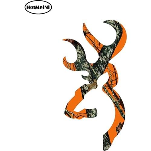 HotMeiNi 13cm x 7cm Browning Style Buck Realtree Orange Camo Camouflage Hunting Car Sticker Orange Vinyl Decal
