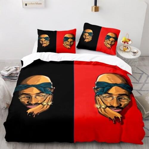 2 Pac Bedding Set Single Twin Full Queen King Size Tupac 2 Pac Bed Set Childrens Kid Bedroom Duvetcover Sets 3D 011