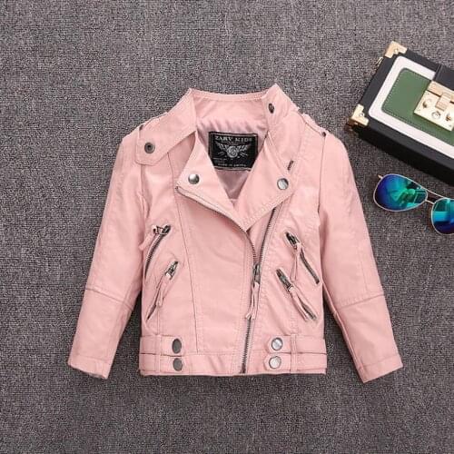 2-14Y HOT Selling Pu Leather Jackets for Baby Girl and Boys Loose Good Quality Children Coats Kids Spring Sutumn Tops