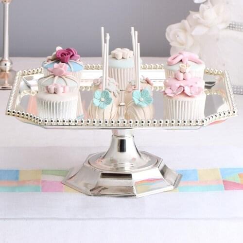 Square cake stand Silver iron metal cake tools high quality wedding table decoator home decoration Dessert Tray Home decora
