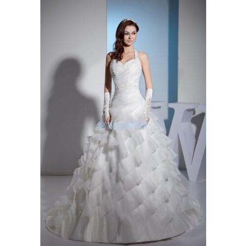 2018 Hot Sale free Shipping New Design Halter Custom made Bridal Gown Appliques Marry Big Size mother of the bride dresses