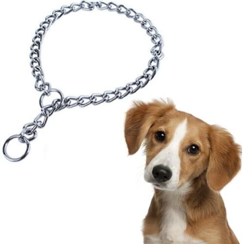 Stainless Steel Metal Pet Dog Training Choke Collar Slip Snake Chain Collars For Golden Retriever Dog Large Necklace Wholesale