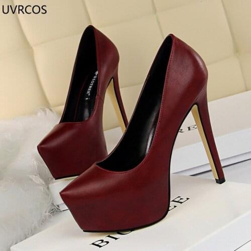 European and American style fashion simple thin heel ultra high heel waterproof sexy nightclub show thin womens single shoes