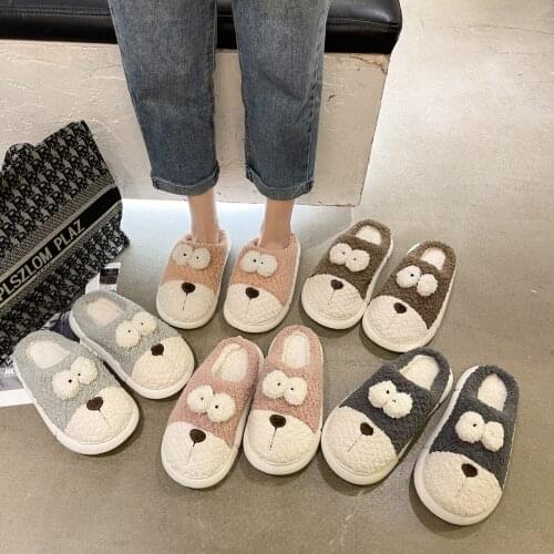 2021 New Winter House Fur Slippers Warm Cotton Shoes Cute Lovely Cartoon Indoor Bedroom Women Men Ladies Lovers Furry Slides