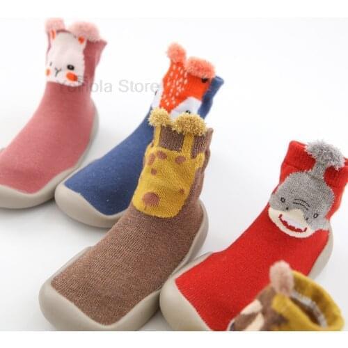 Newborn Sock Shoes Warm Socks Toddler Cute Cartoon Boots First Walker Baby Girls Boys Soft Sole Snow Booties Unisex Crib Shoes