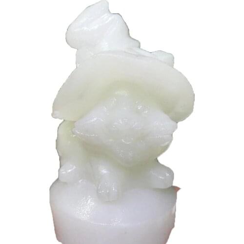 Natural Crystal White Marble Animal Hand-Carved Cat Sculpture Healing Reiki Healing Energy Mineral Quartz Home Decor Gift