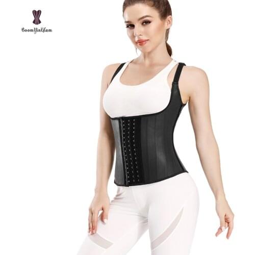 Plus Size 6XL Underbust Corselet 25 Spiral Steel Boned Latex Waist Trainer Corset Slimming Vest Girdle Women Body Shaper