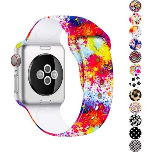 Printing silicone strap for apple watch band 42mm 38mm 44mm 40mm bracelet belt for iwatch series 6 5 4 3 SE accessories