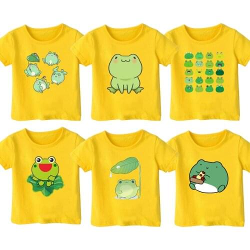 Cute Frog T-shirts for Girls Boys Teens Camiseta Toddler Tee Tops Summer Children Funny T Shirts Kids Cartoon Animals Tshirts
