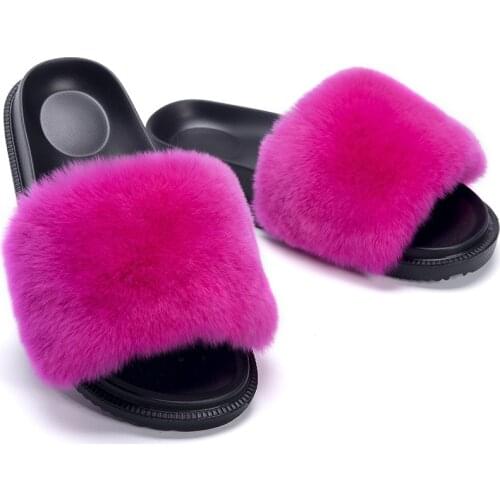 Fur Slides Women Summer Woman Slippers Fluffy Soft House Women Shoes Platform Home Furry Ladies Sandals Flat Big Size 2020 New