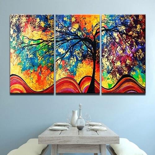 Modern The Wall Art Modular Pictures For Living Room Home Decor 3 Panel Tree Colorful Landscape Abstract Painting On Canvas