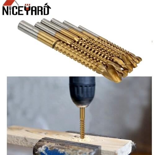 NICEYARD 6pcs/set Titanium Coated HSS Drill Bit 3-8mm Electric Drill Plastic Metal Hole Grooving Drill Saw