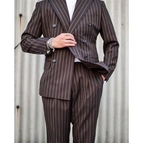 Dark Brown Business Men Blazer 2 Piece Groom Tuxedos For Wedding Formal Prom Suit (Jacket+Pants) Chic Streetwear Custom Made