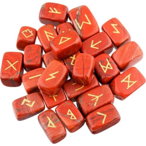 TUMBEELLUWA 25Pc/Set Rune Stones Engraved Elder Futhark Runic Alphabets Wicca Crystal Healing Reiki Home Ornament Stone