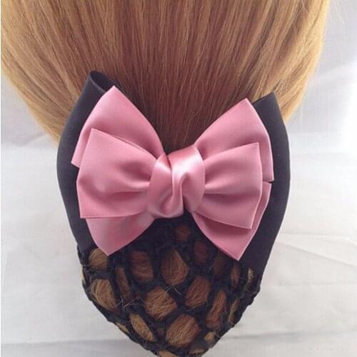1PC Sweet Women Girl Bow Barrette Hair Clip Cover Hairpins Bowknot Bun Snood Hair Band Accessories