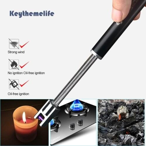 360 Rotation USB Rechargeable Cigarette Lighters Long Kitchen Arc Lighter Windproof Pulsed Flameless Plasma Lighters For BBQ