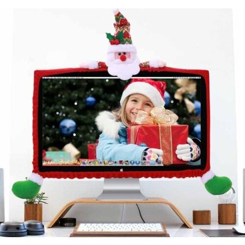 1Pc Computer Monitor Border Computer Cover 19-27 Inch Christmas Decoration Supplies Santa Claus Snowman Elk Cover For Home Decor