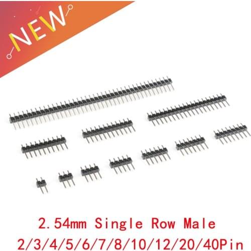 10Pcs/lot 2.54mm Single Row Male 2~40P Breakaway PCB Board Pin Header Connector Strip Pinheader 2/3/4/5/6/8/10/12/20/40Pin