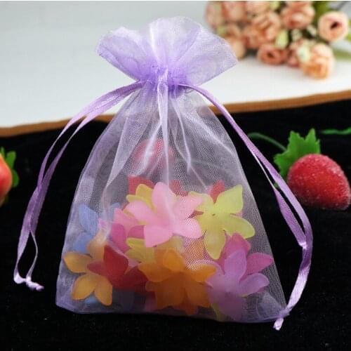 100pcs 9*12cm Light purple Organza Bags Wedding Christmas Gift Bag Jewelry Packaging & Display Pouches custom logo extra charge