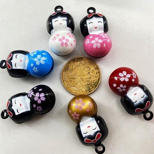 2pcs/set DIY jewelry Japanese manual accessories material and wind drip lovely girl cherry cartoon copper bell Charms