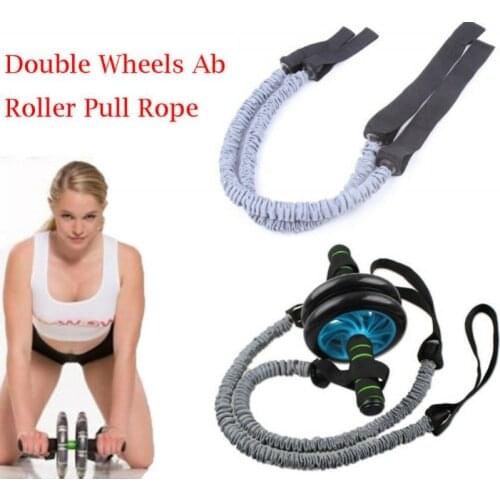 2pcs Ab Roller Wheel Pull Rope Waist Abdominal Slimming Fitness Equipment Bands Exercise Yoga Accessories