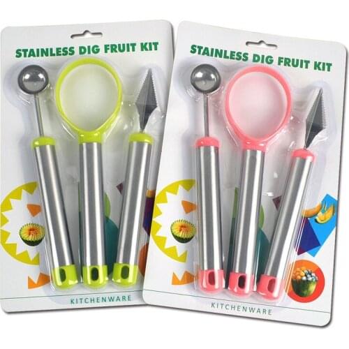 3pcs/set Cuisine Ball Watermelon Spoon Carved Knives Fruit Tools Kitchen Gadget Multifunctional