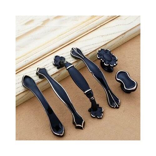 Black handle, suitable for European style wardrobe cabinet door American cabinet drawer wine cabinet door handle home improvemen