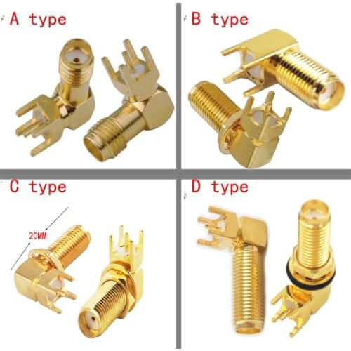 50pcs Right Angle SMA Female Jack 90' PCB Board Mount RF Coaxial Adapter Connector
