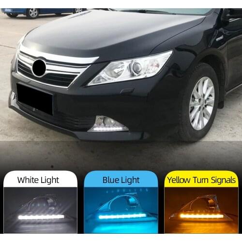 Car Flashing 2PCS For Toyota Camry 2012 2013 2014 With Chromed Cover Car LED DRL Daytime Running Light Fog lamp Turn signal