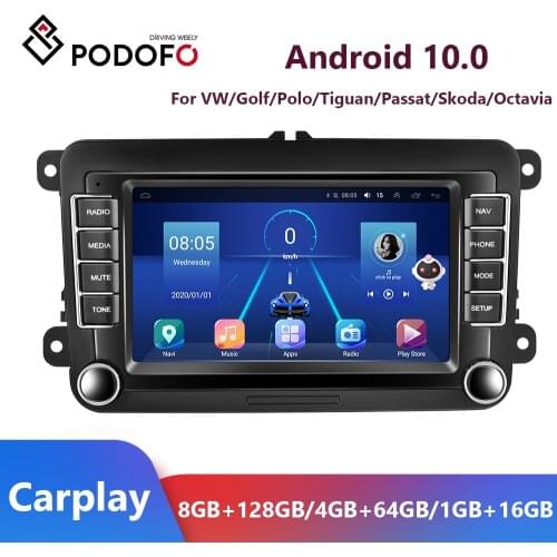 Podofo Android 8.1 2Din Car Multimedia Player For VW/Golf/Polo/Tiguan/Passat/SEAT/Leon/Skoda/Octavia/Jetta 2 DIN GPS WIFI Radio