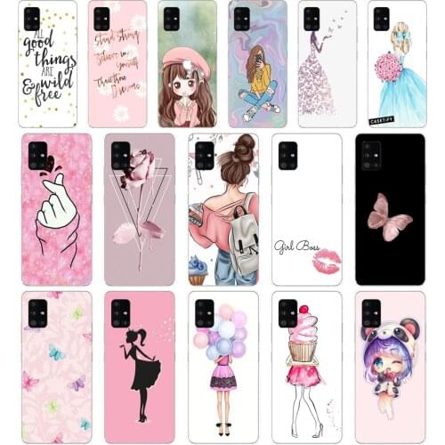 97AA Cute Girl Soft Silicone Tpu Cover phone Case for Samsung Galaxy A31 A41 A51 A71 A40 2019 Case