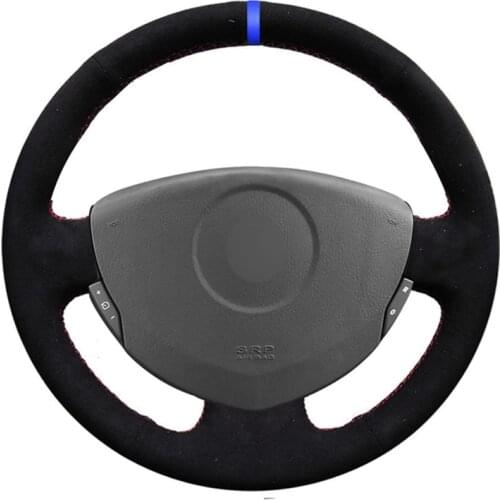 Car Steering Wheel Cover Soft Black Suede For Renault Clio 2 2001 2002 2003 2004 2005 Dacia Sandero 2008 2009 2010 2011 2012